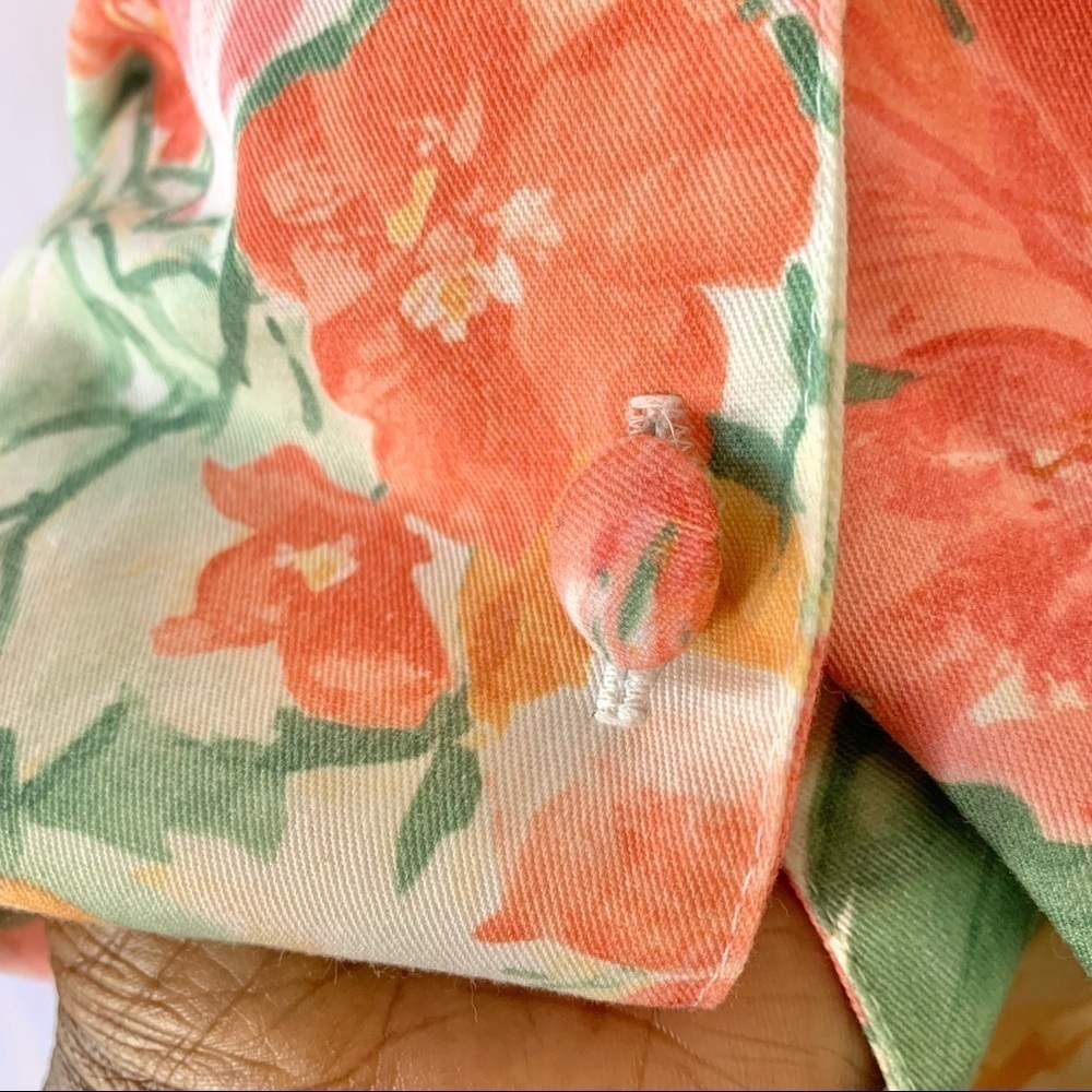VINTAGE GARDANIA PARIS FLORAL  MULTICOLOUR BUTTON UP DRESS SHORT SLEEVES MEDIUM - Picture 9 of 17